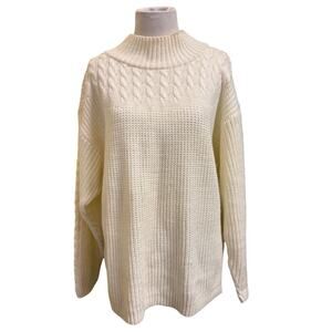 60s Vintage Collegepoint Cream Knit High Neck Knit Sweater